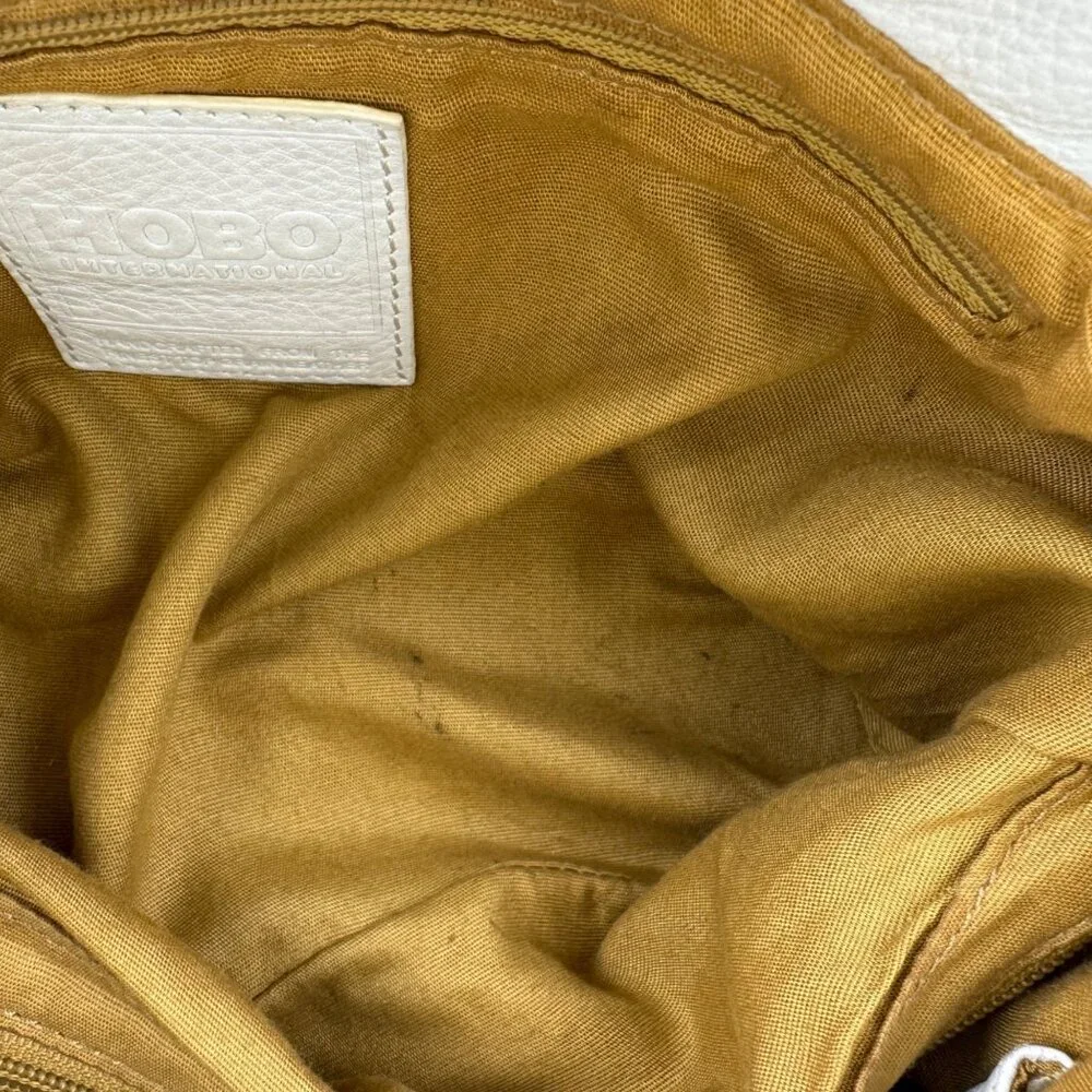 HOBO Cream Leather Hobo Shoulder Bag